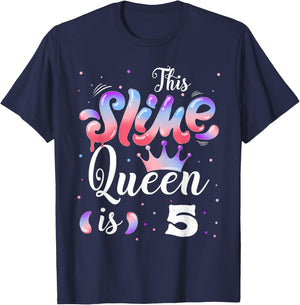 Slime queen 5th birthday - This Slime Queen Is 5 Years T-Shirt - T-Shirt | Navy