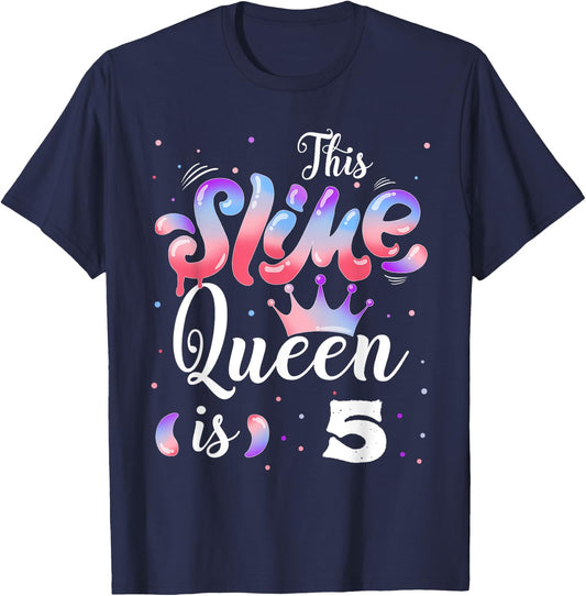 Slime queen 5th birthday - This Slime Queen Is 5 Years T-Shirt - T-Shirt | Navy