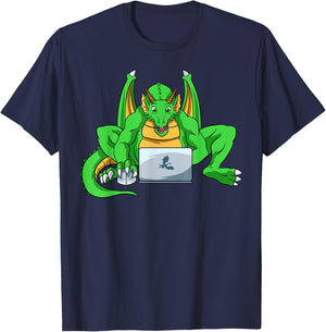 Funny Dragon Winged Flying Fire Breathing Mythical Creature T-Shirt - T-Shirt | Navy
