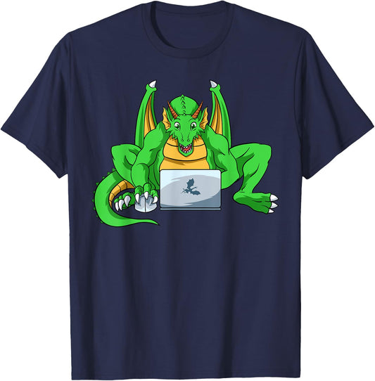 Funny Dragon Winged Flying Fire Breathing Mythical Creature T-Shirt - T-Shirt | Navy
