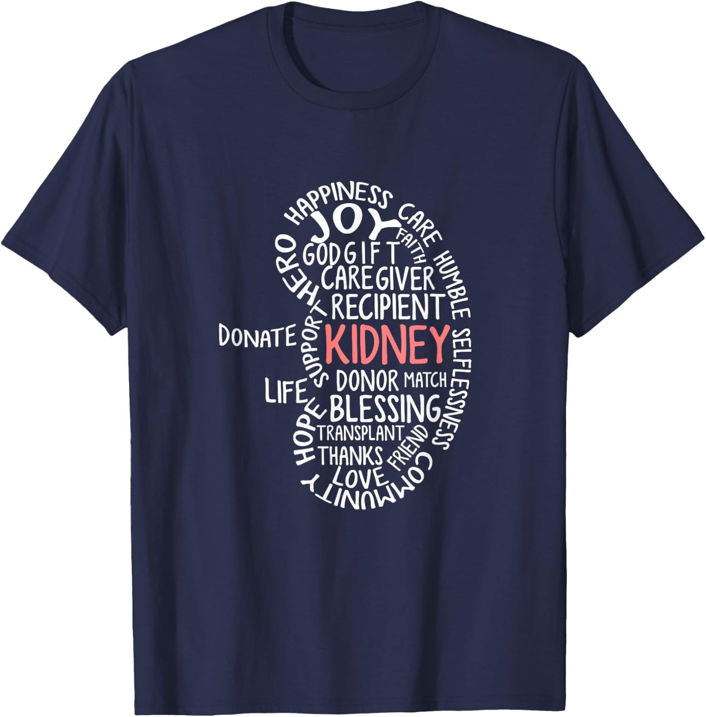 Kidney Organ Donor Get Well Soon Shirts -Adults Black Cotton 65% Polyester 35% Modern Short Sleeve Classic Fit Small Donor Awareness T-Shirt - T-Shirt | Navy