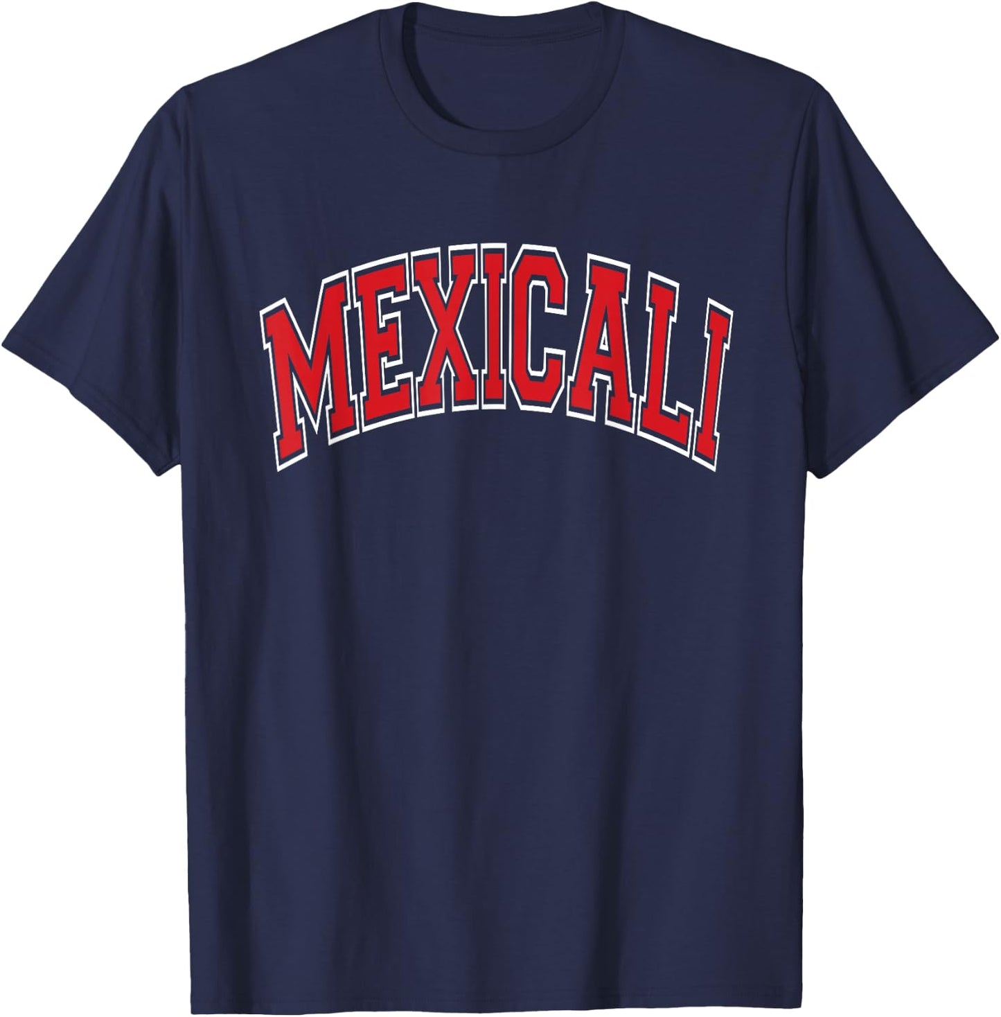 Mexicali Arched Red Text T-Shirt - T-Shirt | Navy