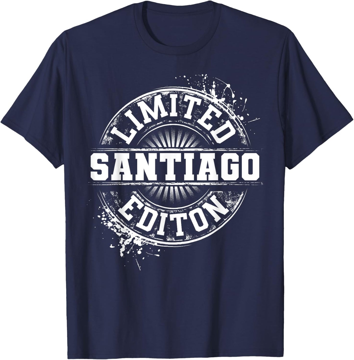 SANTIAGO Funny Surname Family Tree Birthday Reunion Gift T-Shirt - T-Shirt | Navy