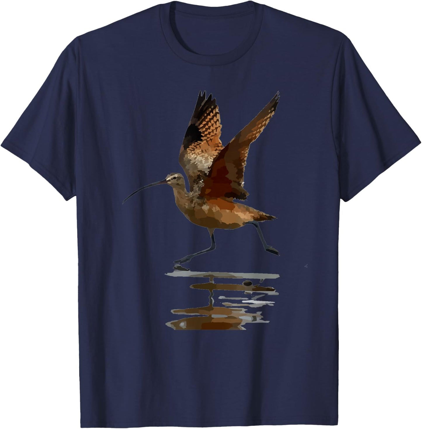 Curlew Bird Art Illustration T-Shirt - T-Shirt | Navy