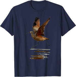 Curlew Bird Art Illustration T-Shirt - T-Shirt | Navy