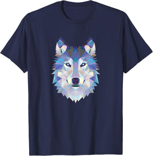 Wolf Wild Geometric Art Spirit Animal Gift Wolves Fan T-Shirt - T-Shirt | Navy