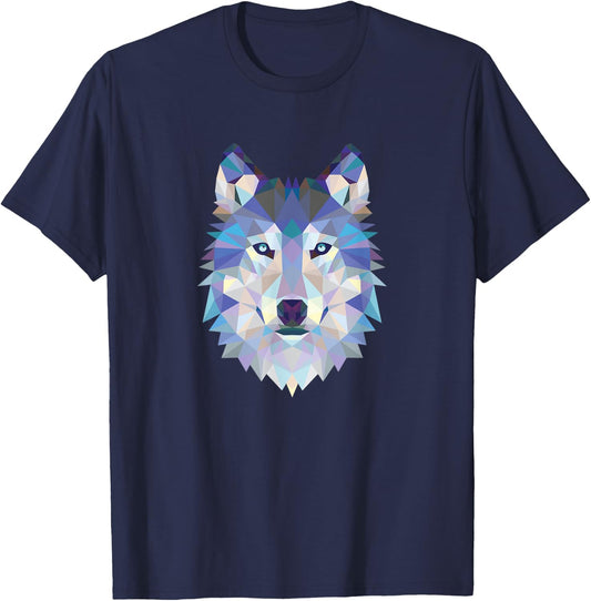 Wolf Wild Geometric Art Spirit Animal Gift Wolves Fan T-Shirt - T-Shirt | Navy