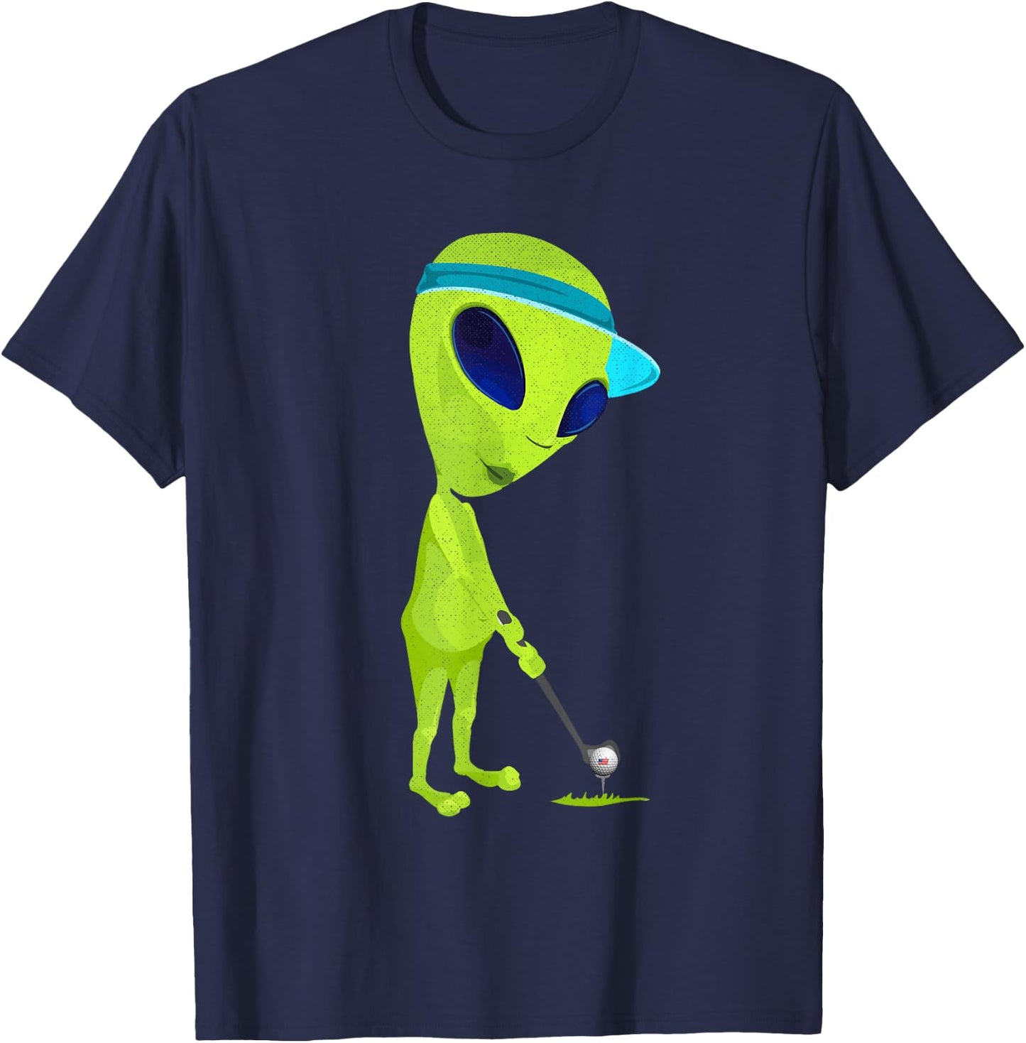 Funny Alien Playing Golf Parody Golfer UFO Golfing Space UFO T-Shirt - T-Shirt | Navy