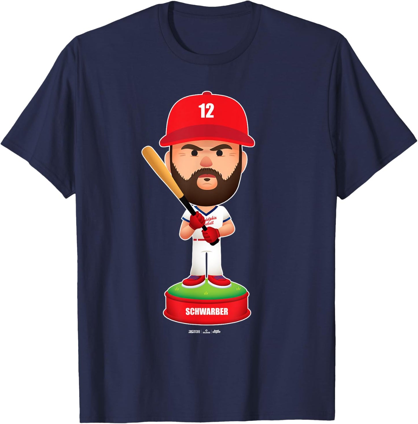 Kyle Schwarber Philadelphia Baseball Bobblehead MLBPA T-Shirt - T-Shirt | Navy
