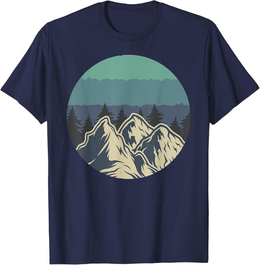 Wildlife Trees Outdoors Nature Retro Forest Hiking Novelty T-Shirt - T-Shirt | Navy