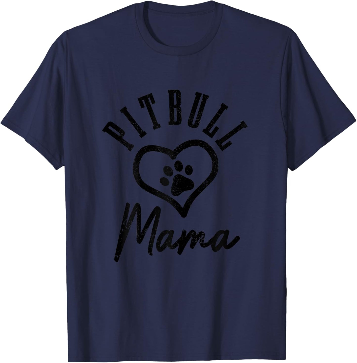 Pitbull Mama Dog Heart Pitbull T-Shirt - T-Shirt | Navy