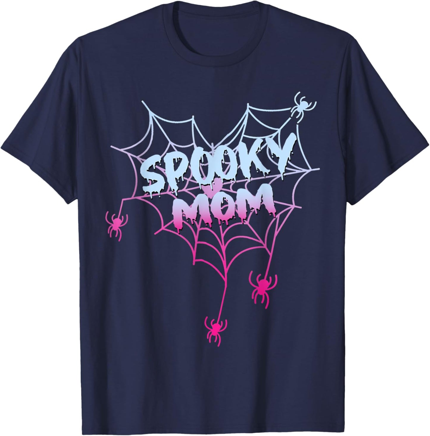 Spider Halloween Costume Spooky Mom Pink White Ghost Boo T-Shirt - T-Shirt | Navy