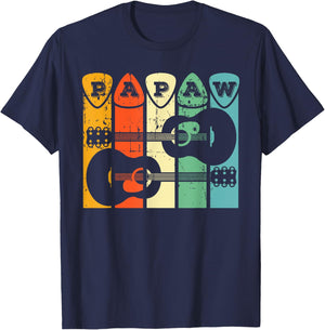 Papaw Guitar Pick Gift Guitar Player Grandpa Retro Guitarist T-Shirt - T-Shirt | Navy