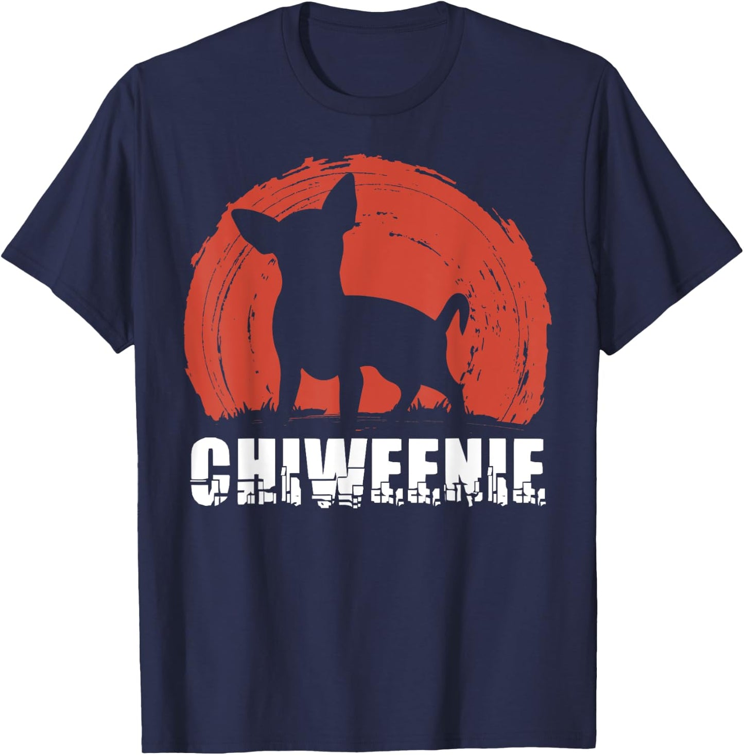 Cute Retro Chiweenie Silhouette Gift Design for Chiw T-Shirt - T-Shirt | Navy