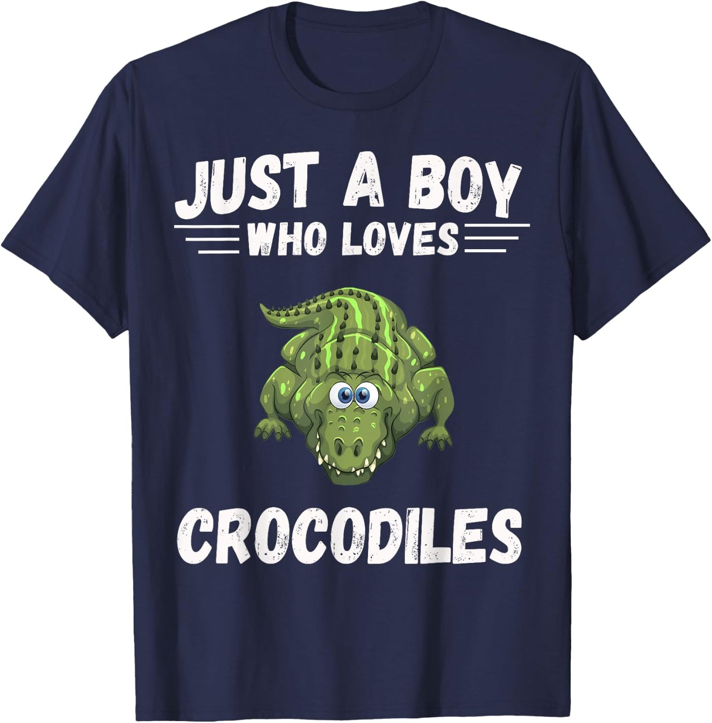 Just A Boy Who Loves Alligator Crocodiles Cute T-Shirt - T-Shirt | Navy