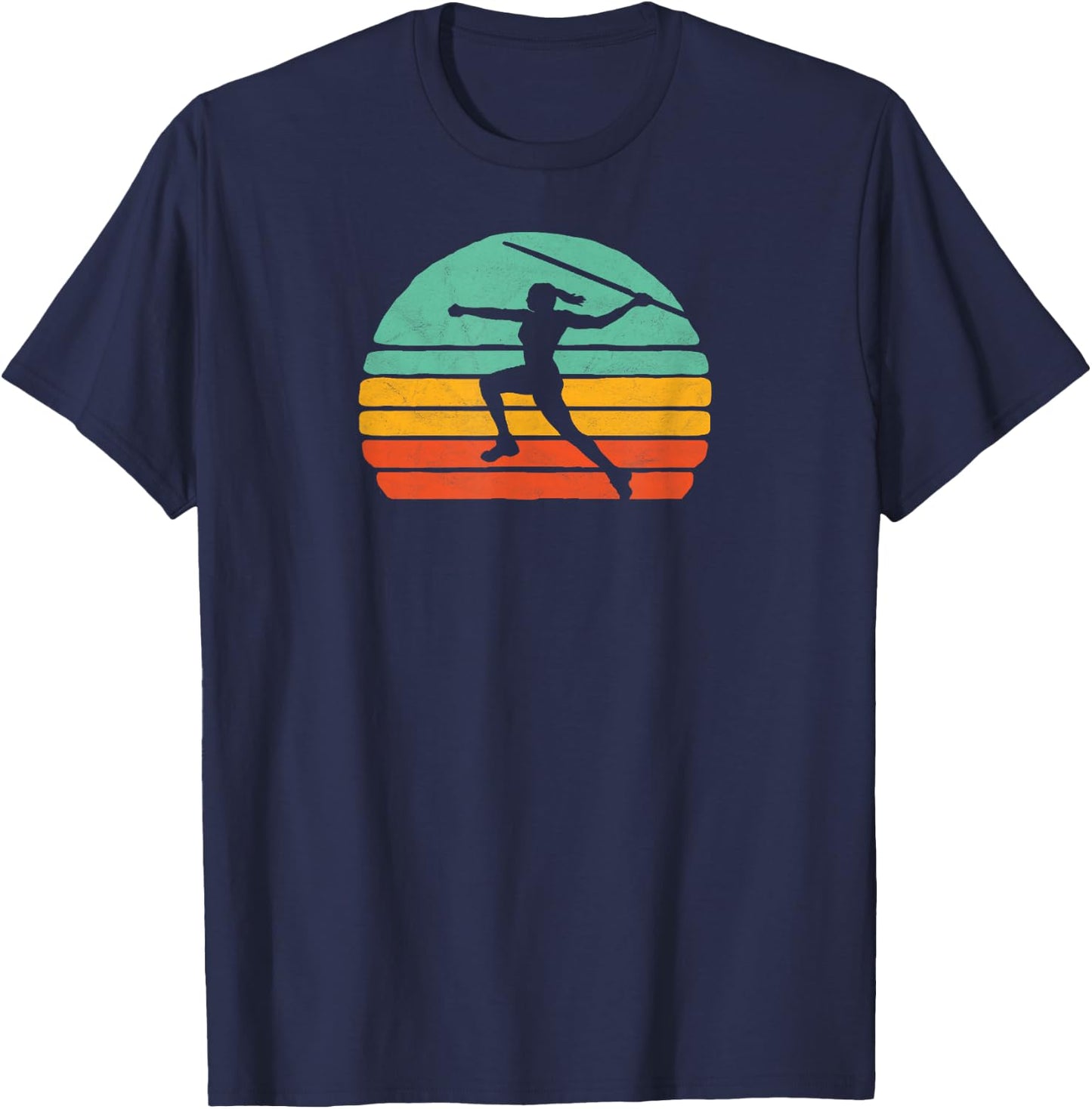 Vintage Vibe Eighties Track & Field Javelin Girl Retro T-Shirt - T-Shirt | Navy