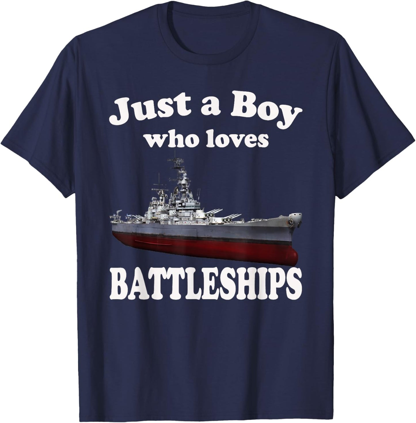 Boy Who Loves Battleship USS New Jersey BB-62 WW2 Warship T-Shirt - T-Shirt | Navy