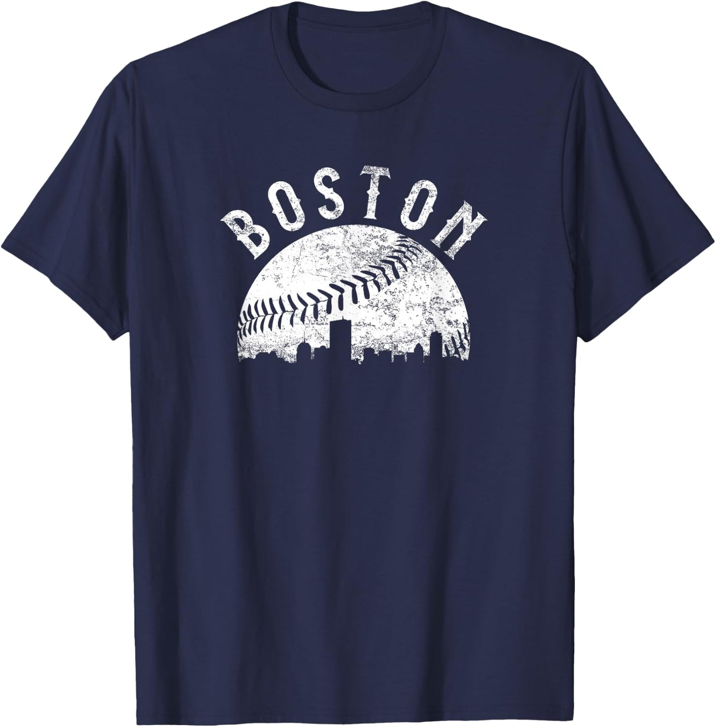 Vintage Boston Massachusetts Skyline Apparel T-Shirt - T-Shirt | Navy