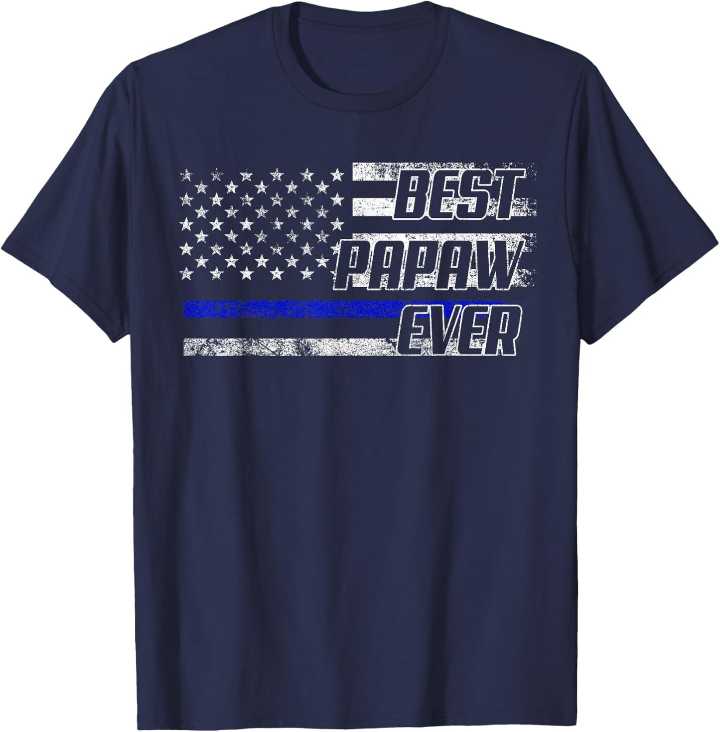 Cop Police Papaw American Flag Father's Day T-Shirt - T-Shirt | Navy