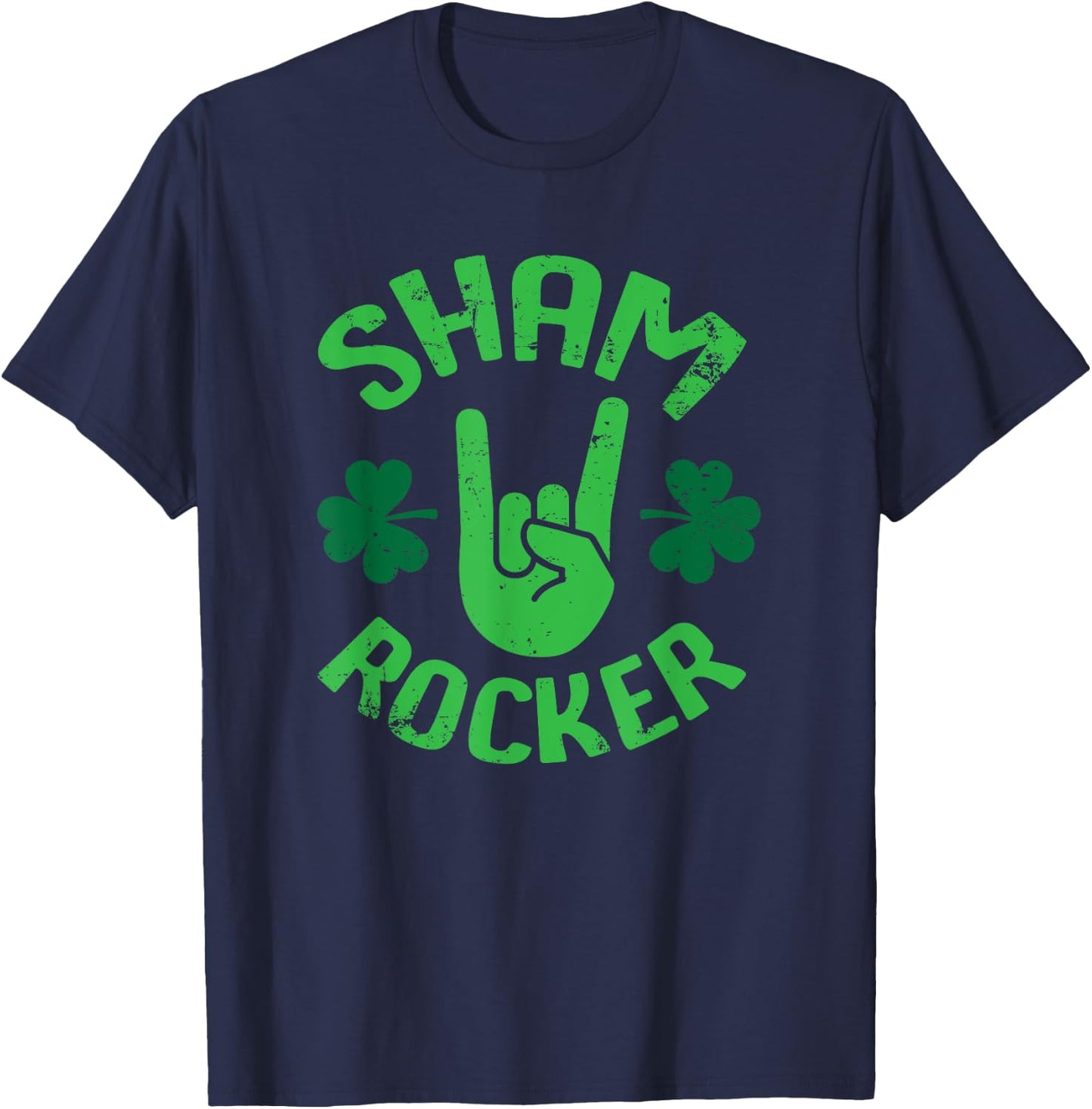 Sham Rocker Funny Rock Musician St. Patty's Day Clover T-Shirt - T-Shirt | Navy