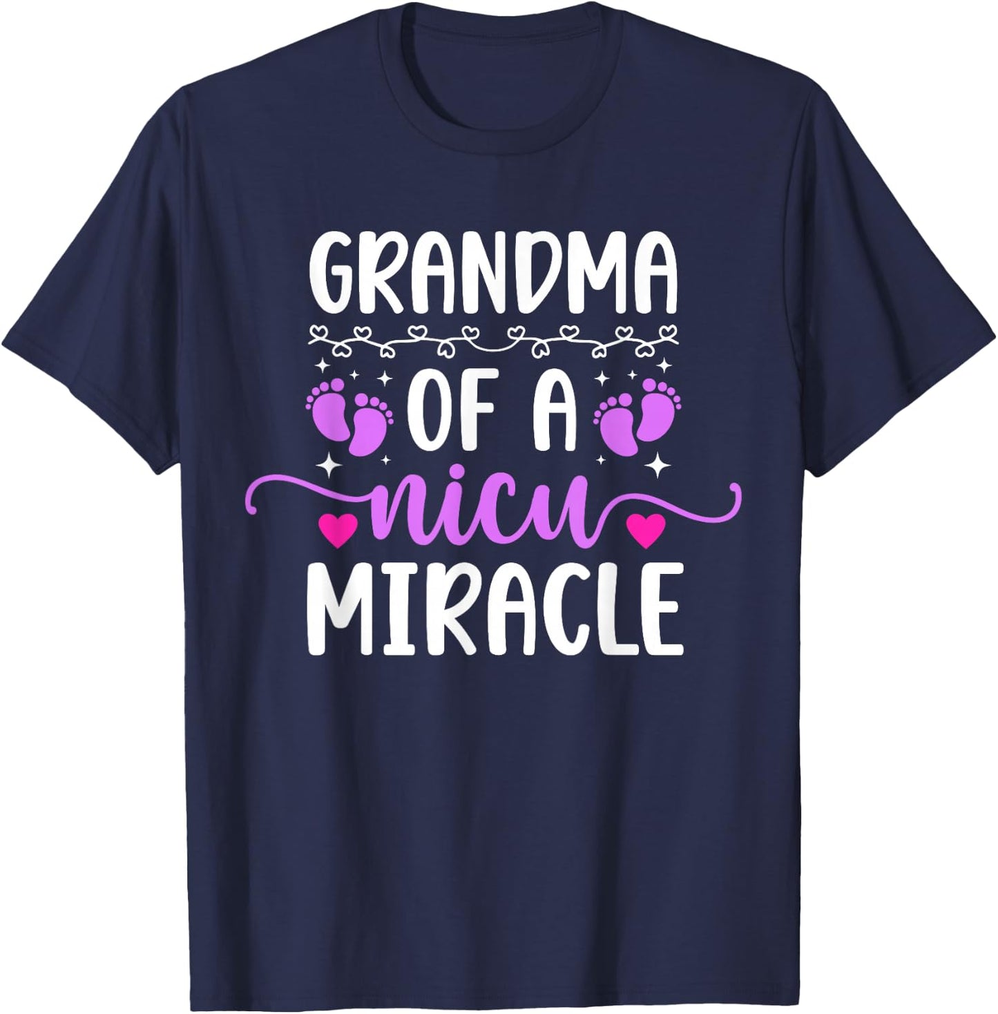 NICU Grandma Of NICU Warrior Micro Preemie Baby Grandma T-Shirt - T-Shirt | Navy