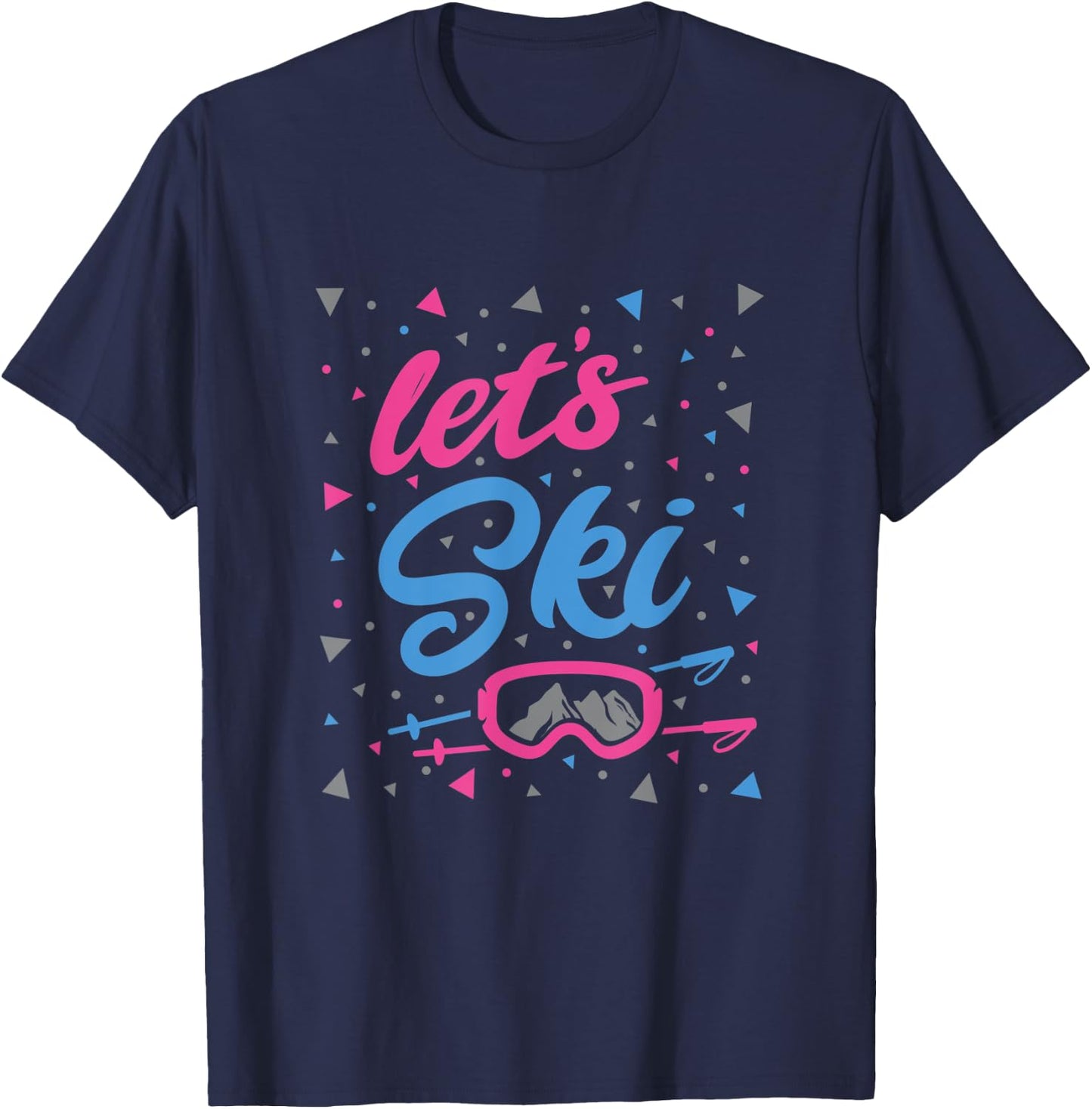 Retro 80's Skiing graphic Snowboarding Lodge wear shirt T-Shirt - T-Shirt | Navy