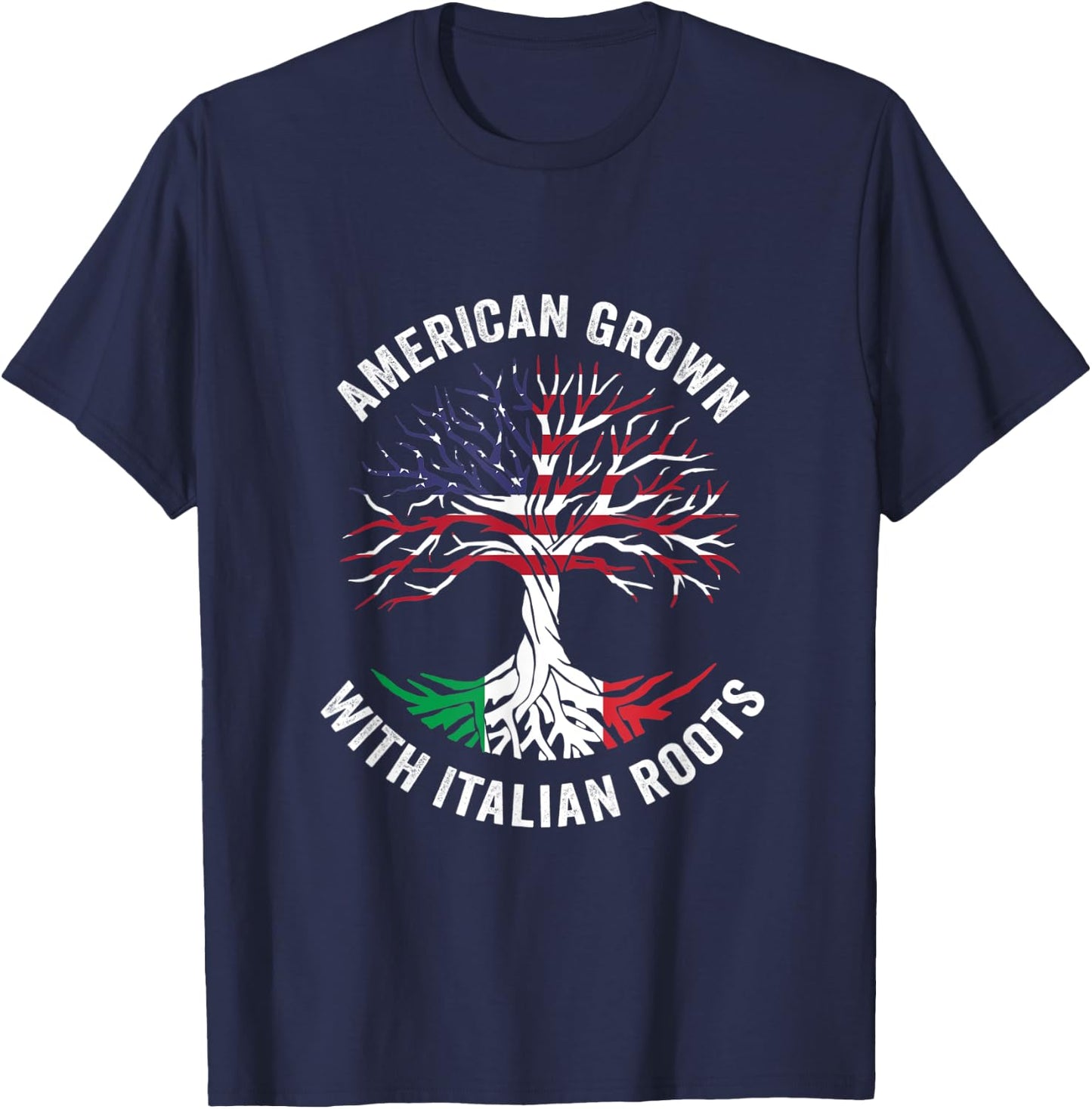 USA American Grown Italian With Roots Italy T-Shirt - T-Shirt | Navy