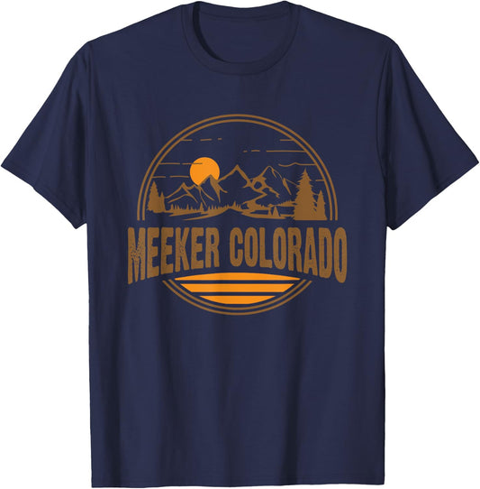Vintage Meeker, Colorado Mountain Hiking Souvenir Print T-Shirt - T-Shirt | Navy