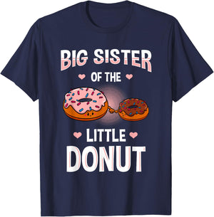 Big Sister Of The Little Donut Gender Reveal Announcement T-Shirt - T-Shirt | Navy