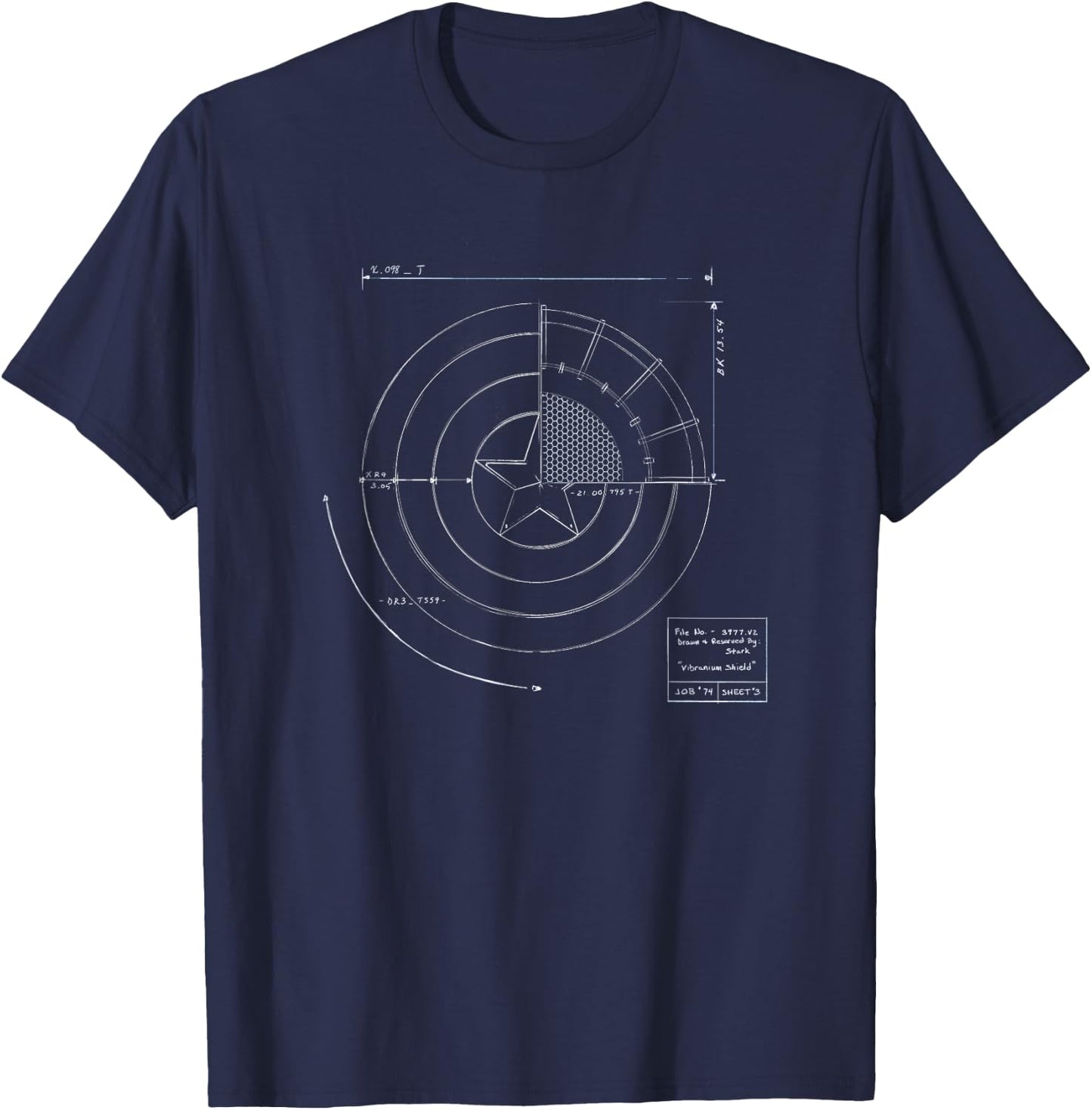 Marvel Captain America Shield Blueprint T-Shirt - T-Shirt | Navy