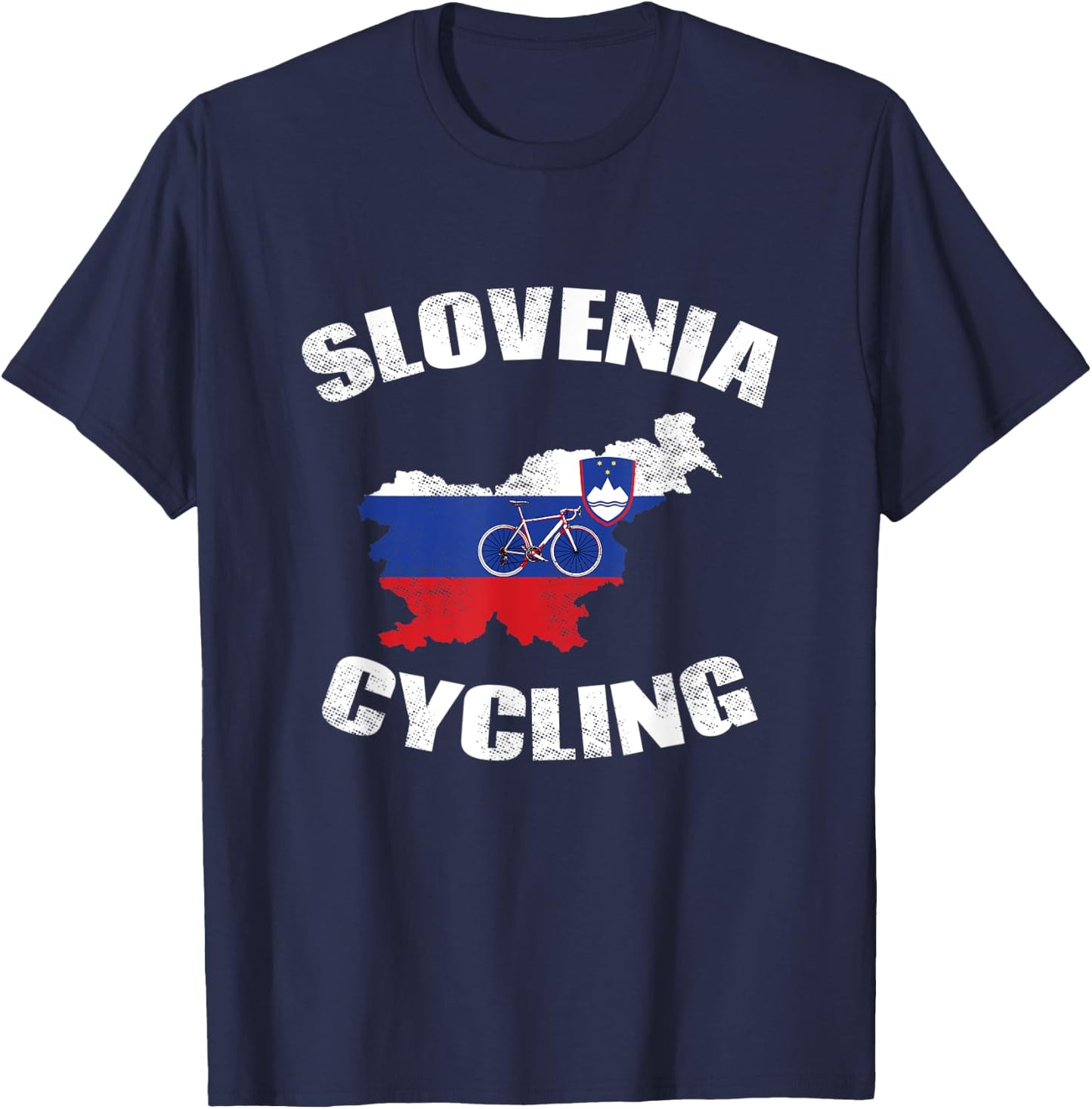 Slovenia Cycling Slovenian Road Cyclist Bicycle Flag Gift T-Shirt - T-Shirt | Navy