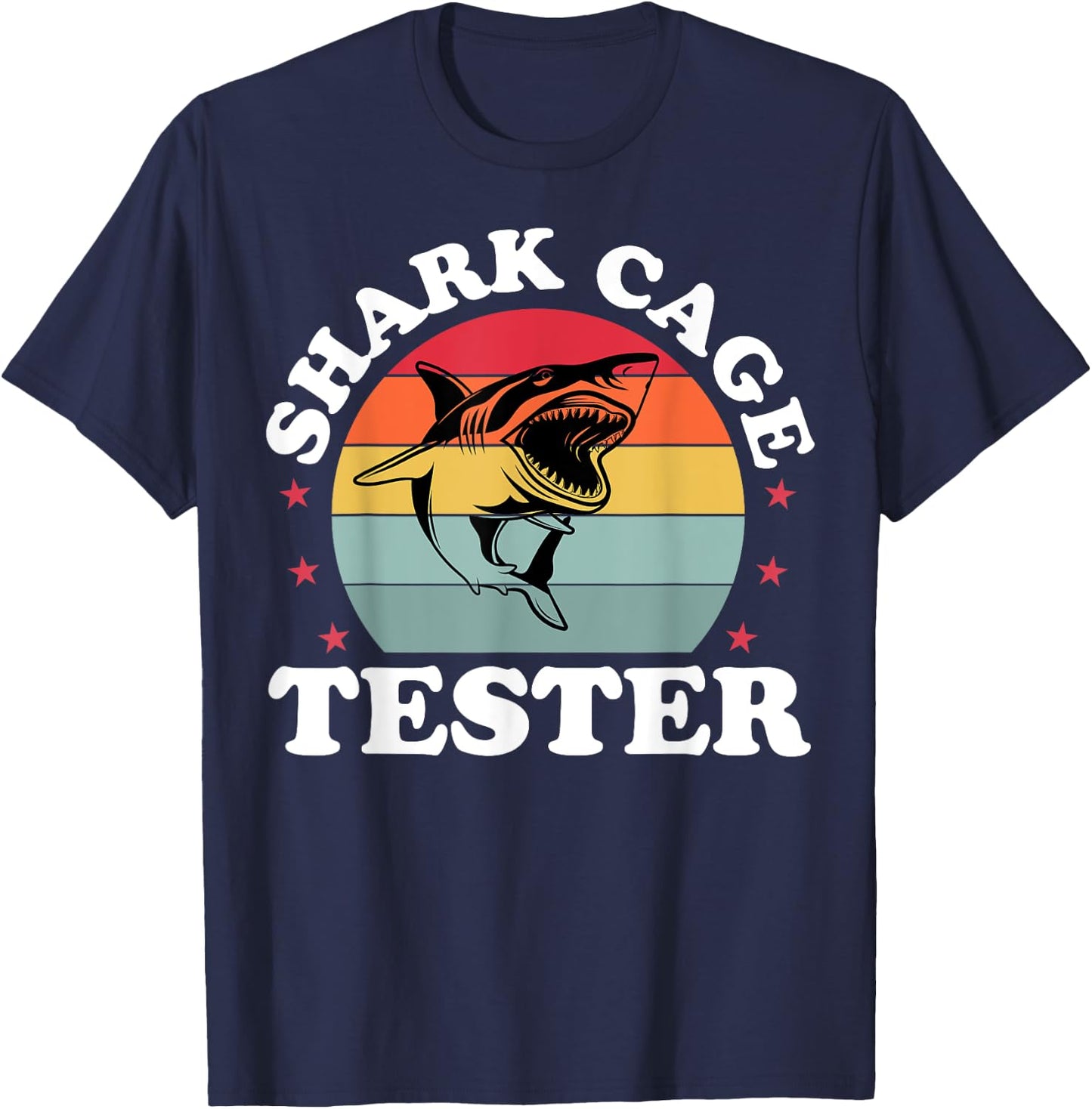 Retro Shark Cage Tester Recovery Funny Leg Arm Amputee T-Shirt - T-Shirt | Navy
