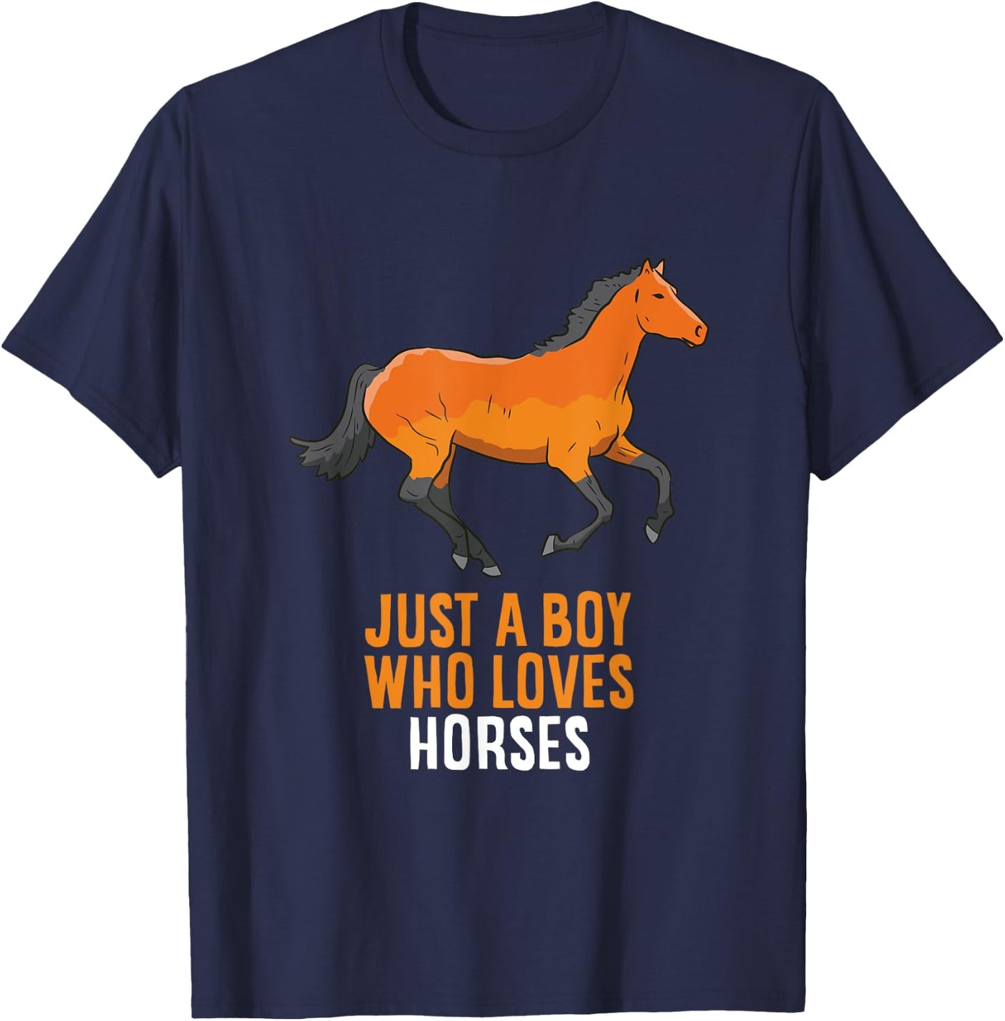 Horse Boy Just A Boy Who Loves Horses T-Shirt - T-Shirt | Navy
