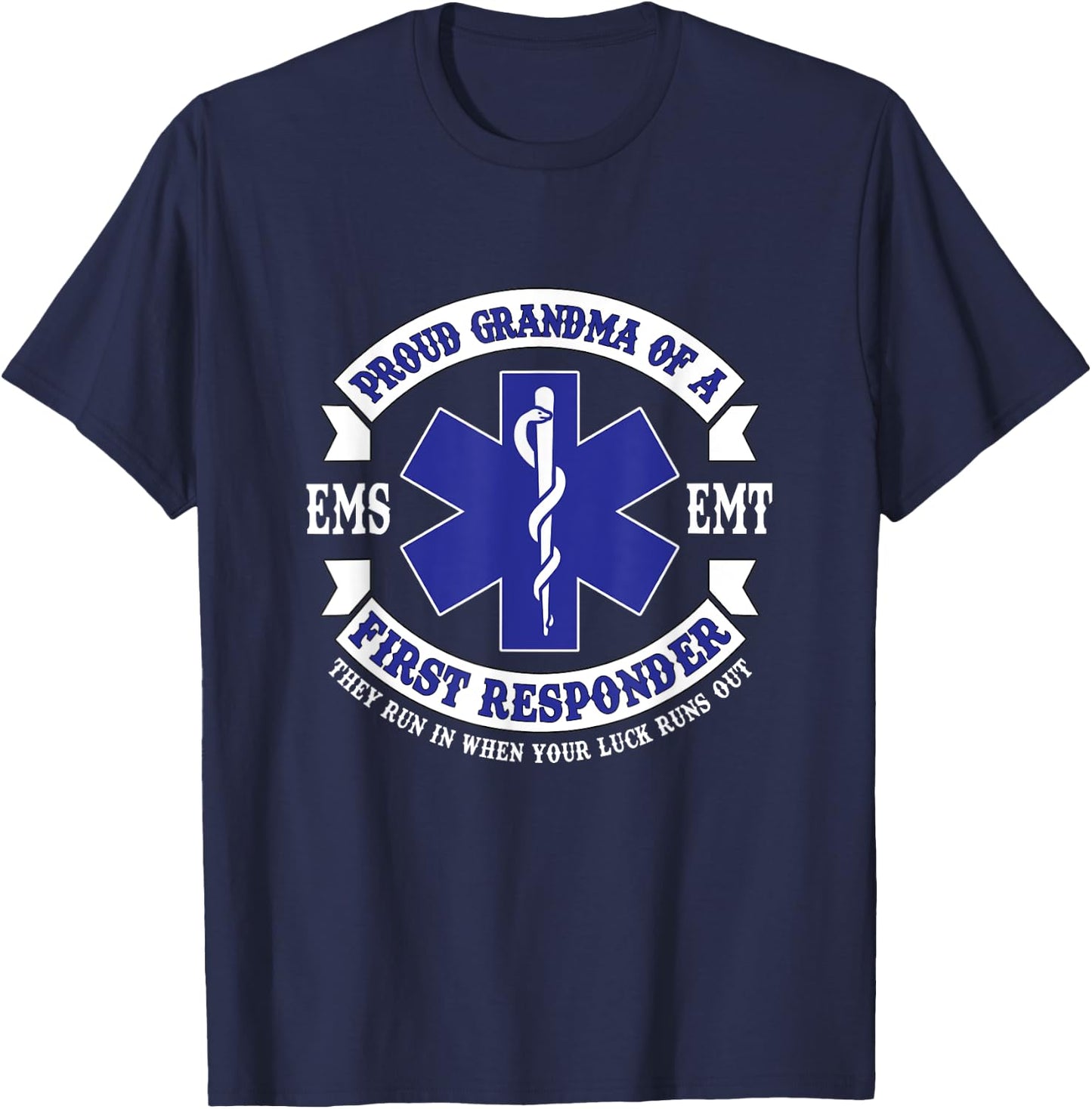Proud Grandma First Responder EMS EMT Novelty Apparel T-Shirt - T-Shirt | Navy