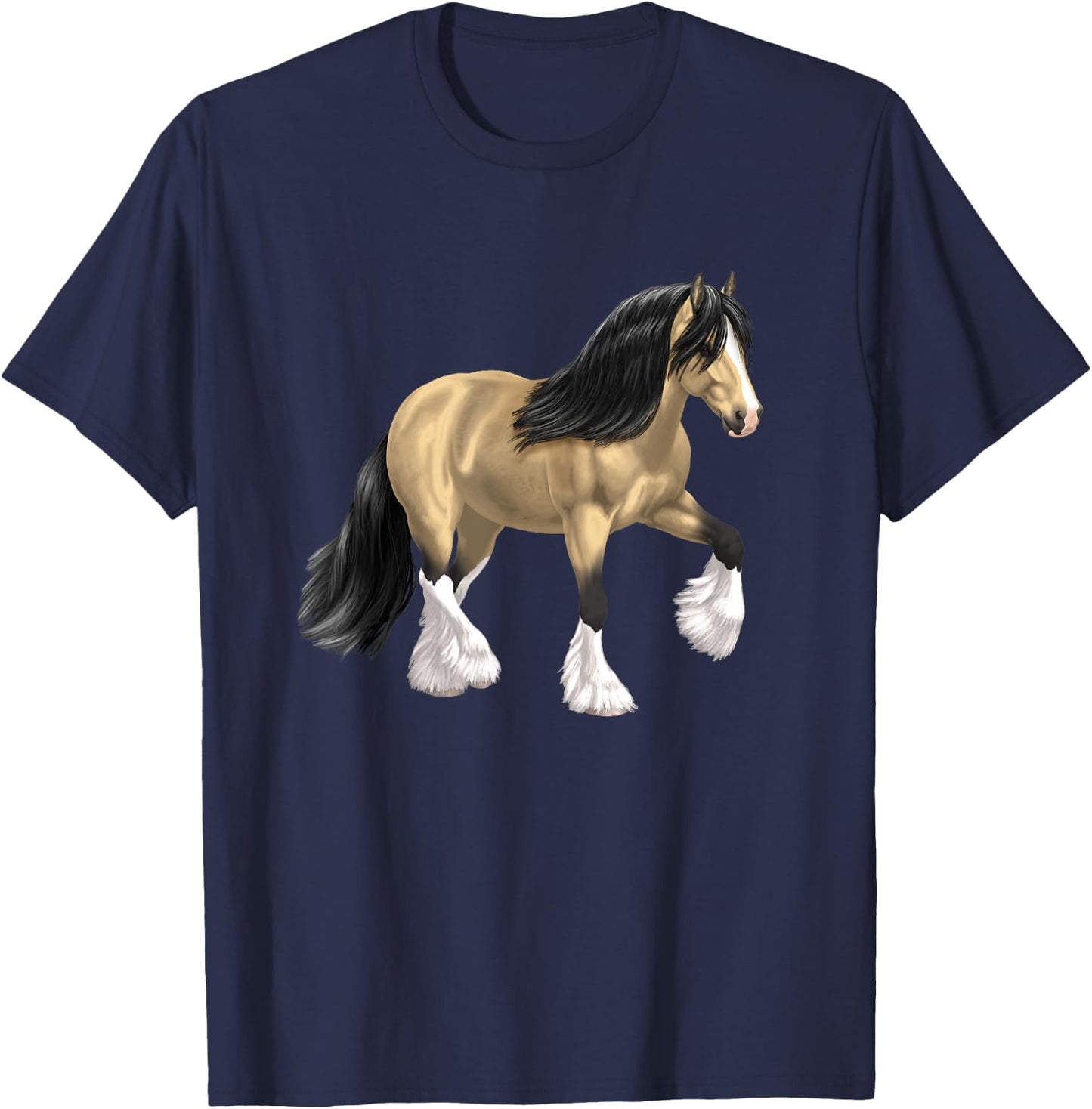 Buckskin Dun Gypsy Vanner Irish Cob Draft Horse T-Shirt - T-Shirt | Navy