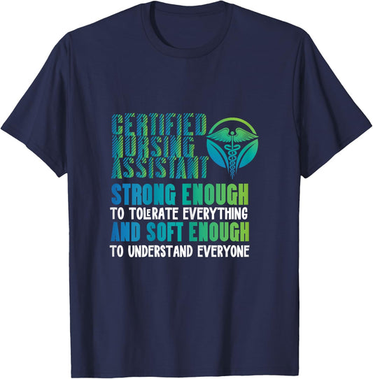 Certified Nursing Assistant Tolerate CNA Nurse Worker T-Shirt - T-Shirt | Navy