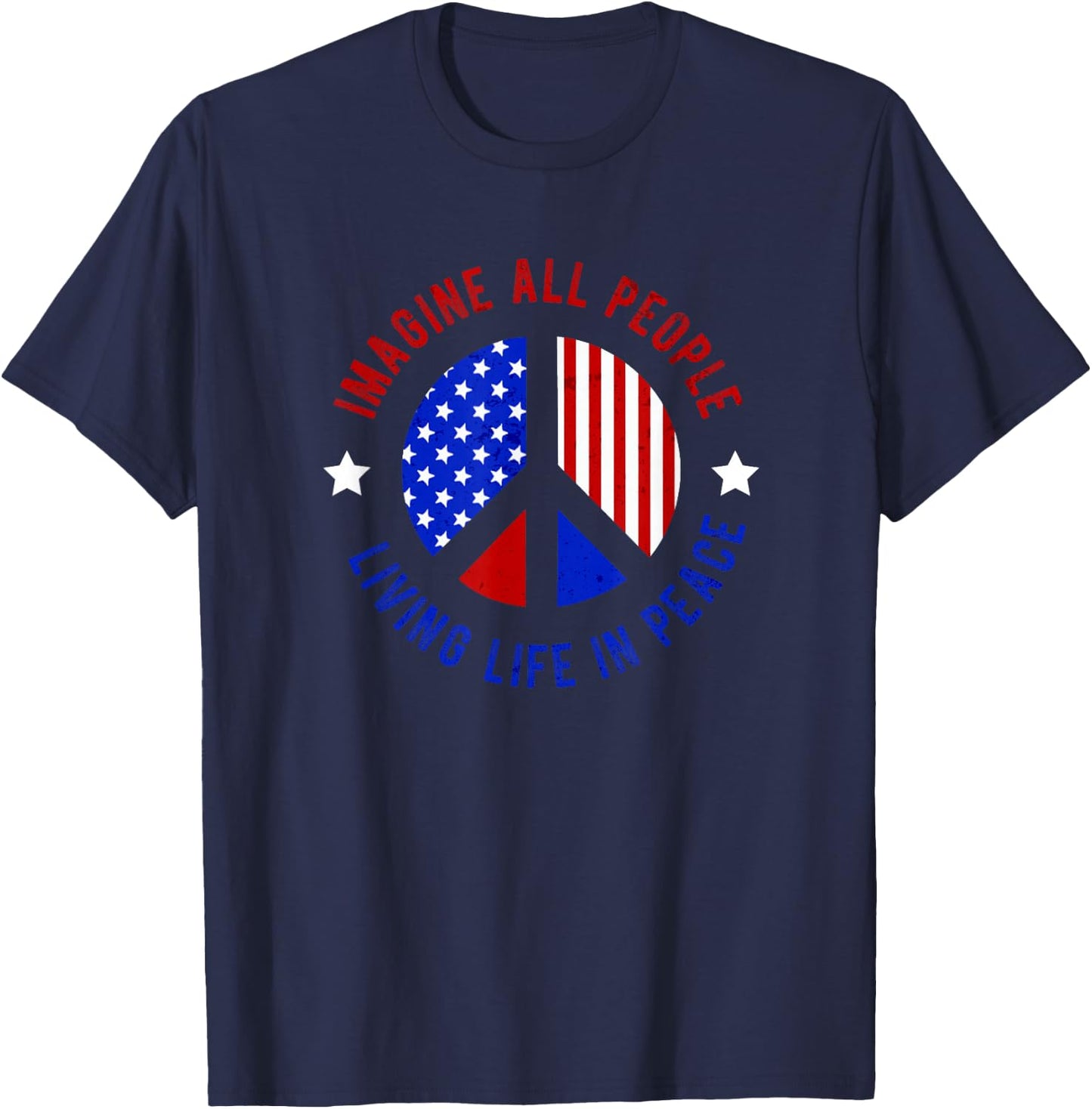 Imagine All People Living Life in Peace T-Shirt - T-Shirt | Navy