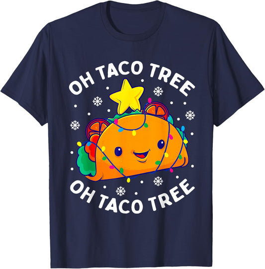 Oh Taco Tree Christmas Cute Xmas Mexican Food Lover Gift T-Shirt - T-Shirt | Navy