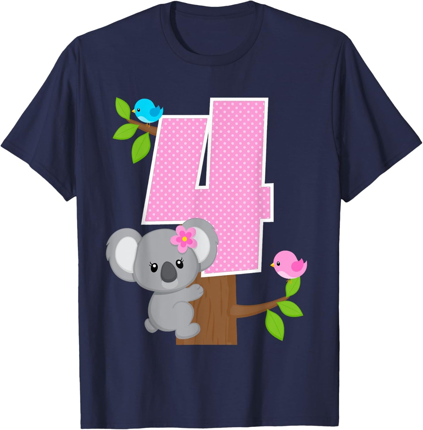 Koala Bear 4th Birthday Girl 4 Year Old Birthday Koalas Bday T-Shirt - T-Shirt | Navy