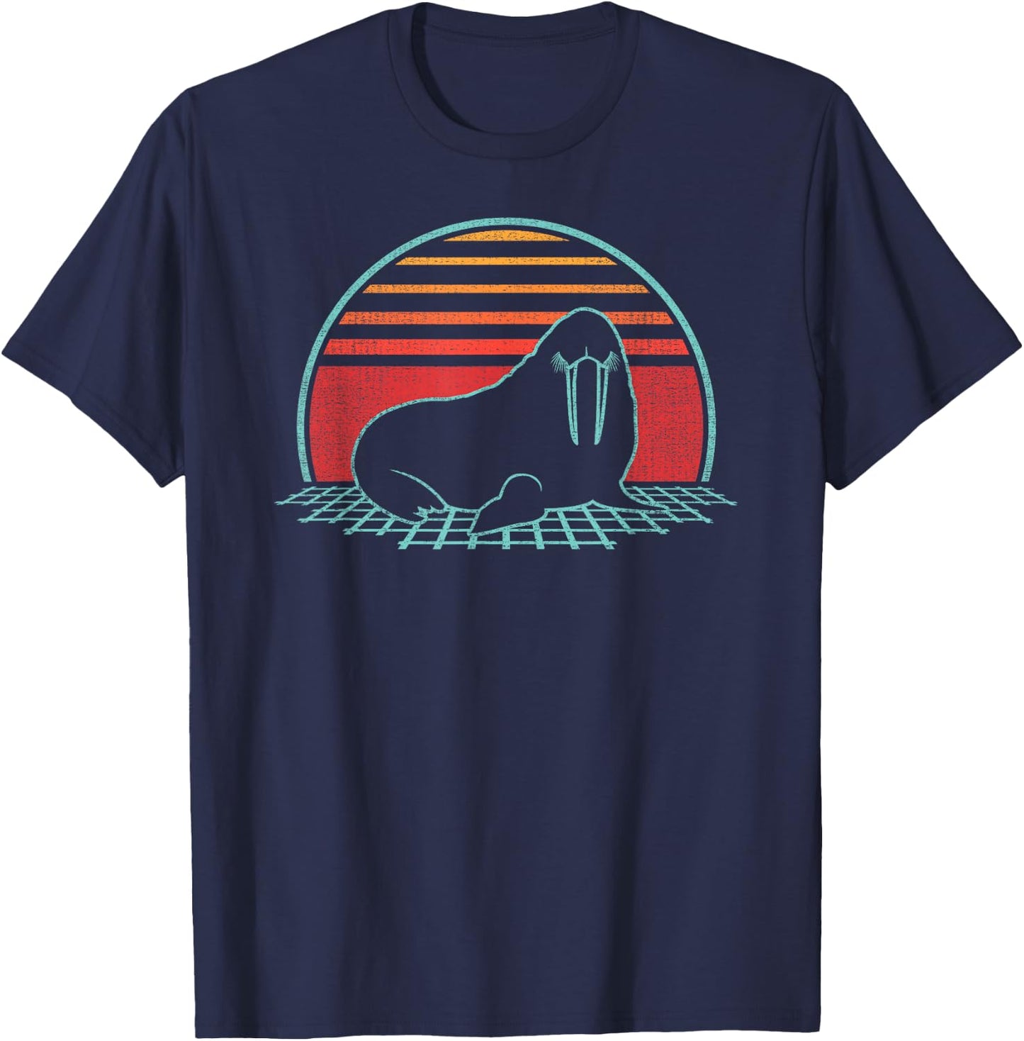 Walrus Lover Animal Retro Vintage 80s Style T-Shirt - T-Shirt | Navy