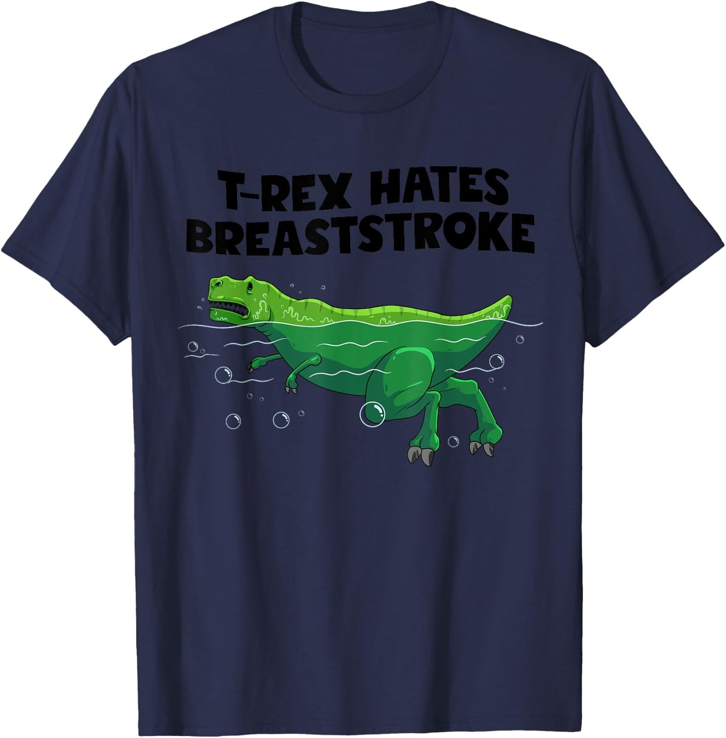 Funny T-Rex Gift Men Women Cool Dino Swimming Breaststroke T-Shirt - T-Shirt | Navy