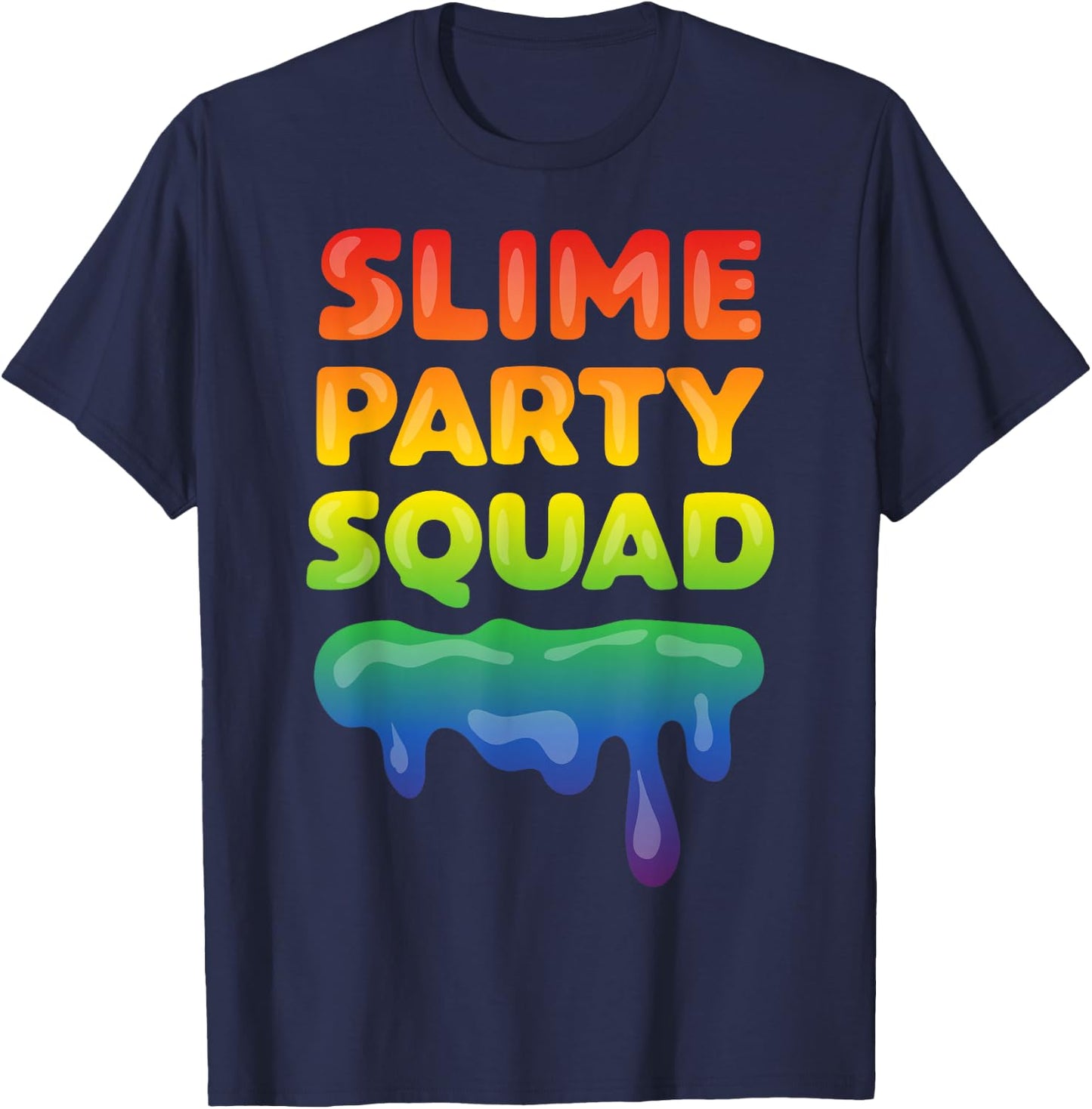Slime Party Squad Funny Kids Boys Girls Birthday Matching T-Shirt - T-Shirt | Navy