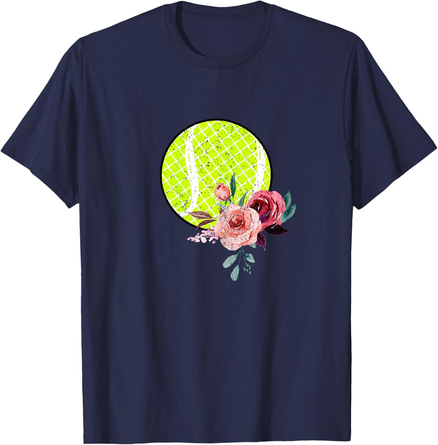 Floral Tennis Teen Girls and Women Flower Print T-Shirt - T-Shirt | Navy