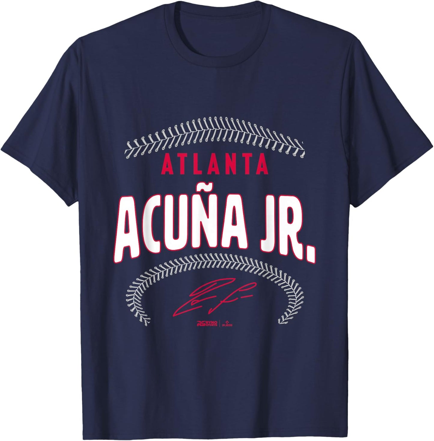 Ryno Sports Ronald Acuña Jr. Atlanta Name & Number (Front & Back) T-Shirt - T-Shirt | Navy