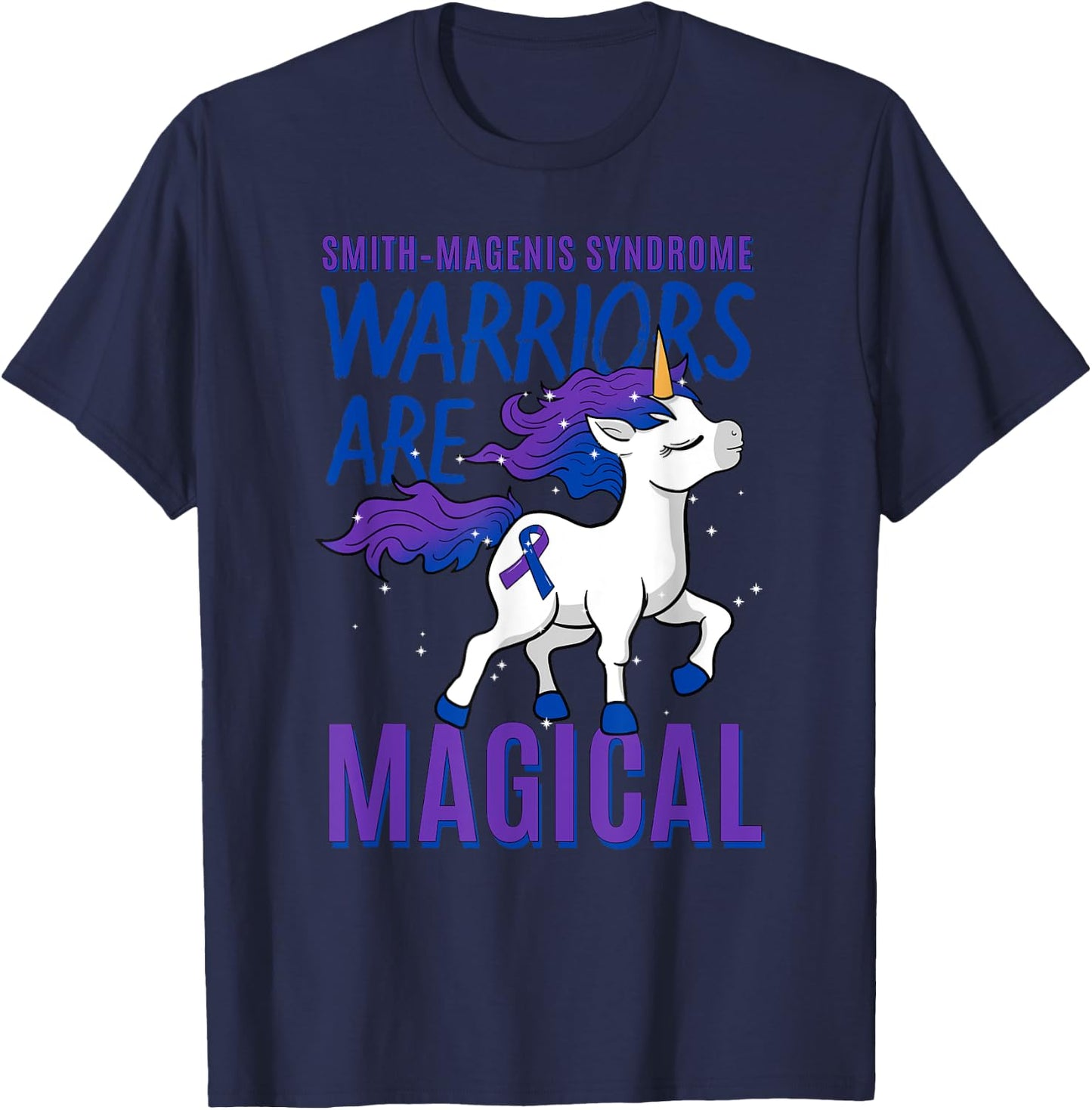 Smith–Magenis Syndrome Developmental Disorder SMS Unicorn T-Shirt - T-Shirt | Navy