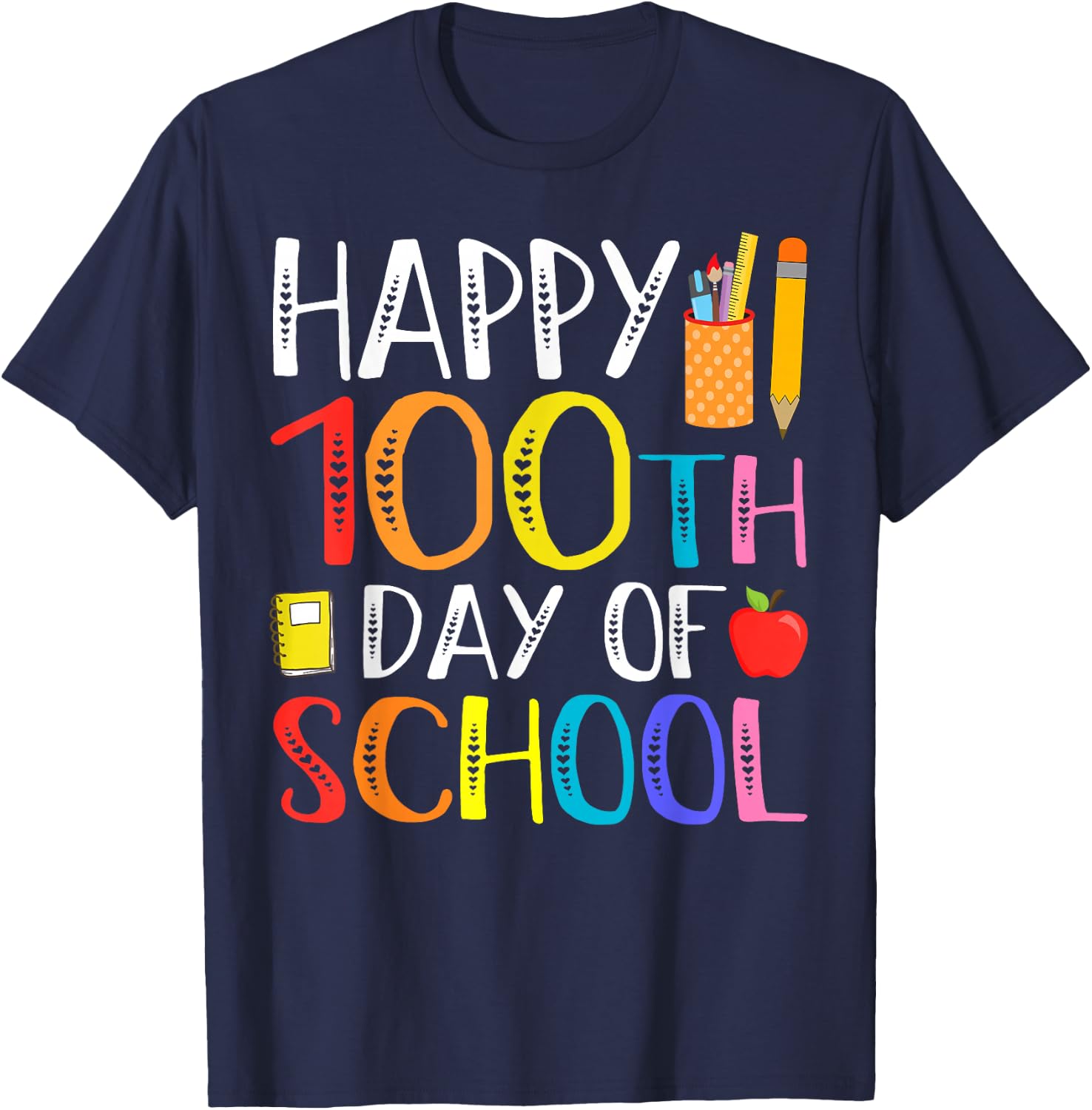 100 Days of School Teacher and Student T-Shirt - T-Shirt | Navy