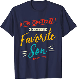 Vintage Funny Son Quote It's Official I'm The Favorite Son T-Shirt - T-Shirt | Navy