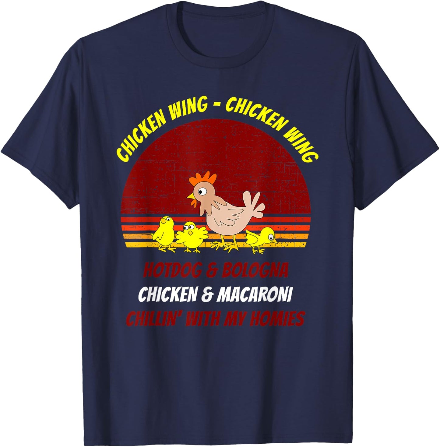 Chicken Wing Shirt Kids Retro Sunset For Boys Girls T-Shirt - T-Shirt | Navy