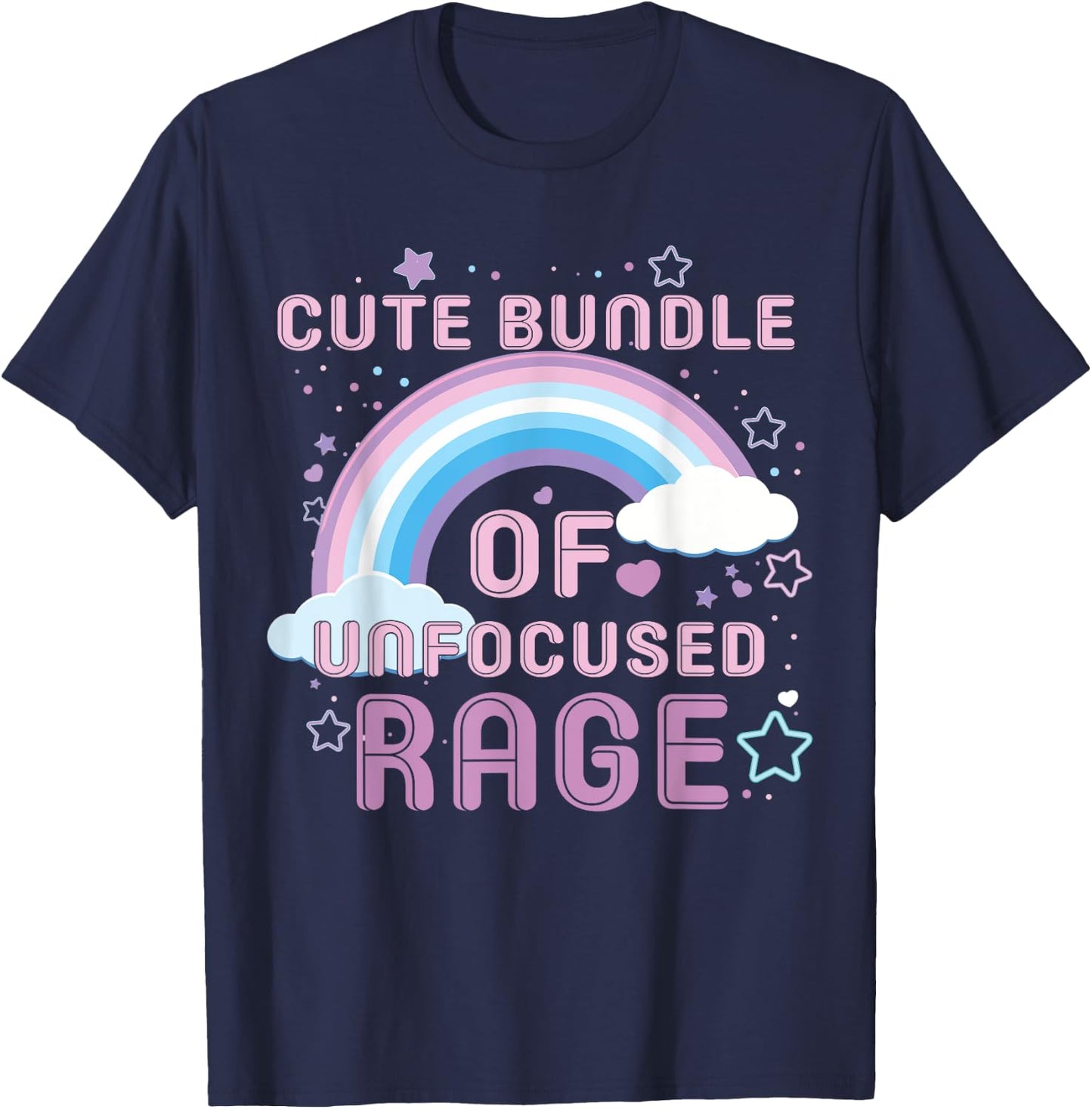 Cute Bundle Of Unfocused Rage Funny Pastel Goth Rainbow T-Shirt - T-Shirt | Navy