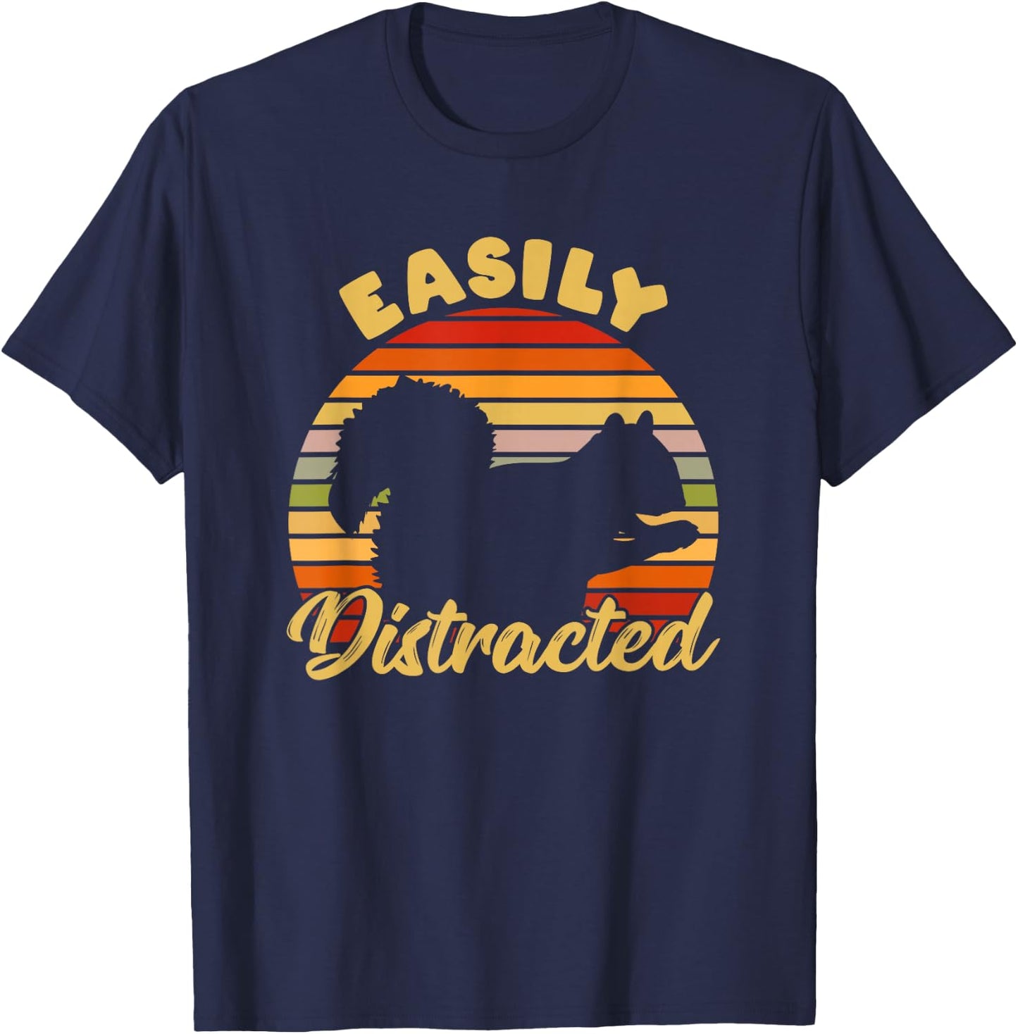 Retro ADHD Easily Distracted Squirrel Vintage Neurodiverse T-Shirt - T-Shirt | Navy